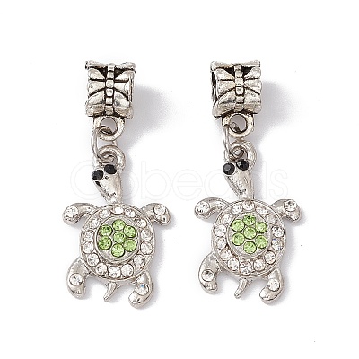 Tortoise Alloy Rhinestone European Dangle Charms ALRI-E002-01AS-01-1