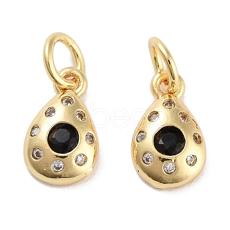 Brass Micro Pave Cubic Zirconia Charms KK-C051-02G-04-1