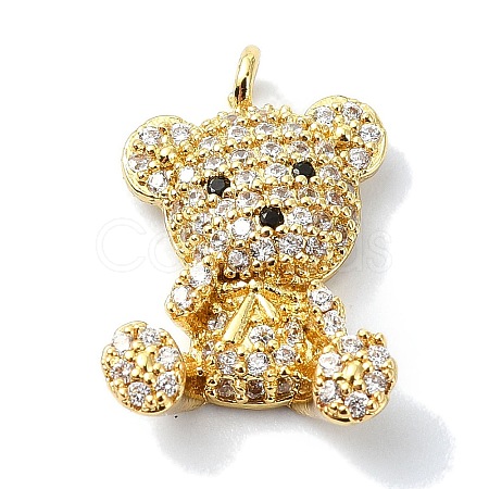 Rack Plating Brass Pave Cubic Zirconia Pendants KK-M282-40G-1