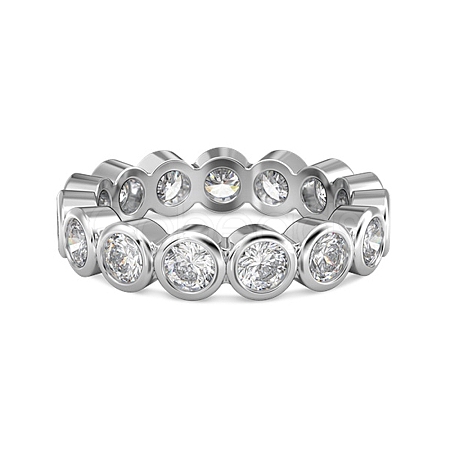 Rhodium Plated 925 Sterling Silver Round Finger Ring RJEW-Z040-09P-1