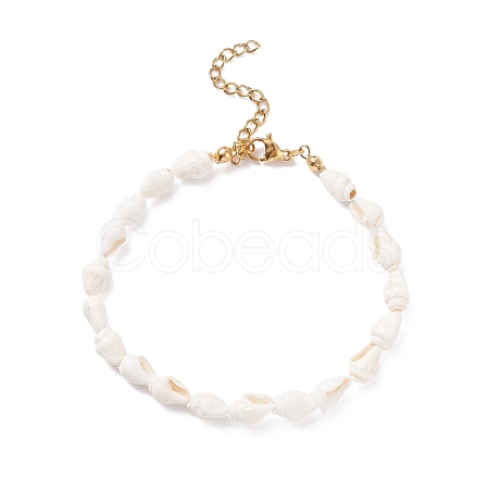 Natural Shell Beaded Bracelet BJEW-JB08162-1