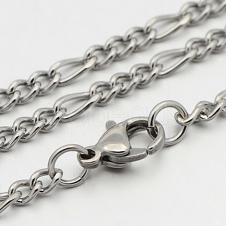 304 Stainless Steel Figaro Chain Necklaces STAS-F143-14P-1