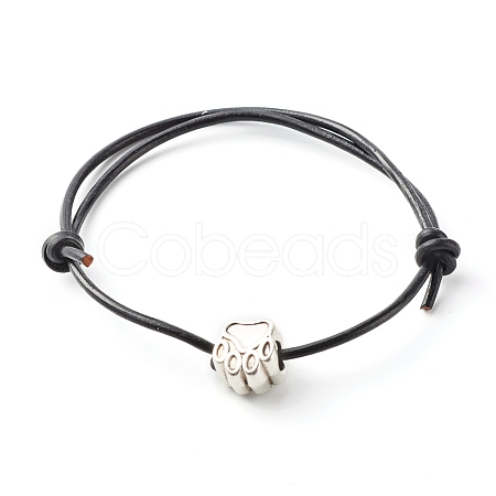 Paw Print European Beads Bracelet for Teen Girl Women BJEW-JB06978-1