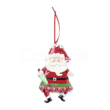 Christmas Santa Claus Handmade Polymer Clay Pendant Decorations HJEW-P017-01A-1