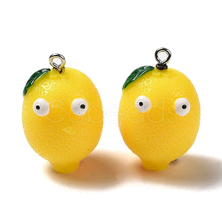 Cartoon Opaque Resin Fruit Pendants CRES-B018-03-1