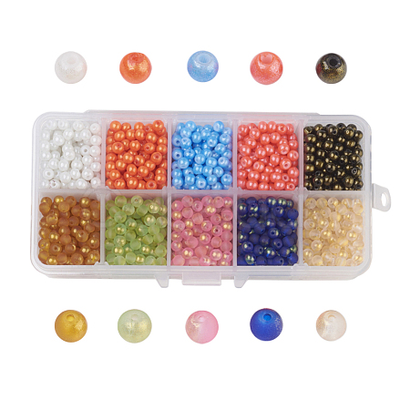 10 Colors Spray Painted Glass Beads DGLA-JP0001-03-4mm-1