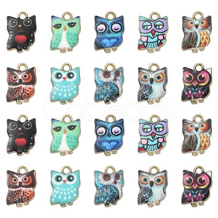 30Pcs 10 Styles Printed Alloy Pendants PALLOY-CJ0002-57-1