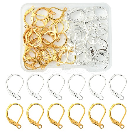50Pcs 2 Color Brass Leverback Earring Findings KK-YW0002-07-1