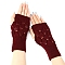 Warm Knitted Acrylic Fiber Half Sleeve Gloves, Women's Autumn and Winter Exposed Finger Sleeve, Dark Red, 200x75mm