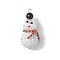 Christmas Natural Black Onyx(Dyed & Heated) & Resin Rhinestone Pendants, Snowman Charms with Glass Seed Beads, White, 44x19.5x21.5mm, Hole: 2~2.5mm