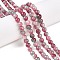 Dyed Natural White Jade Beads Strands, Two Tone, Round, Indian Red, 6x6mm, Hole: 0.9mm, about 61~65pcs/strand, 14.65~15.2''(37.2~38cm)