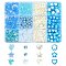 430Pcs 12 Styles Spray Paint ABS Plastic Imitation Pearl Beads, Flower, Blue, 6~11x6~11x3~8.5mm, Hole: 1~2mm