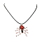 Braided Glass Seed Bead Spider Pendant Necklaces, Waxed Cotton Cord Necklaces for Women, Red, 19.69 inch(50cm)