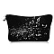 Musical Notes Pattern Polyester Cosmetic Bag, Ladies' Large Capacity Travel Storage Bag, Rectangle, Black, 18~21x13.5cm