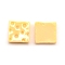 Opaque Resin Cabochons, Play Food, Imitation Food, Square Cheese, Gold, 13.5x13.5x7mm