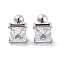 Square 316 Surgical Stainless Steel Pave Cubic Zirconia Ear False Plugs for Women Men, Stainless Steel Color, Clear, 8x8mm