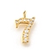 Ion Plating(IP) 304 Stainless Steel Micro Pave Cubic Zirconia Pendants, Number Charms, Golden, 13x8x2mm, Hole: 2mm