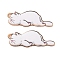 Alloy Enamel Pendants, Light Gold, Cat Charm, White, 35x13x1.5mm, Hole: 1.5mm