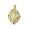 Real 18K Gold Plated Brass Micro Pave Random Color Cubic Zirconia Pendants, Oval with Virgin Mary Pattern Charms, Colorful, 27x20x3.5mm, Hole: 3x4mm