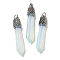 Opalite Pointed Big Pendants, Faceted Bullet Charms with Rack Plating Antique Silver Tone Alloy Findings, Cadmium Free & Lead Free, 58x11x11mm, Hole: 5x4mm