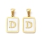 Ion Plating(IP) 304 Stainless Steel Pave Shell Pendants, Rectangle Charm, Real 18K Gold Plated, Letter D, 17.5x12x1.5mm, Hole: 3x5mm