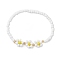 Glass Seed Stretch Bracelets, Jwewly for Women, Flower, White, Inner Diameter: 2-1/8 inch(5.5cm)