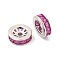 925 Sterling Silver Micro Pave Cubic Zirconia Beads, Flat Round, Real Platinum Plated, Purple, 8x3mm, Hole: 1.5mm