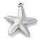 Anti-Tarnish 304 Stainless Steel Pendants, Starfish Charm, Stainless Steel Color, 28x25x5.5mm, Hole: 1.4mm