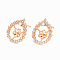 Brass Micro Pave Clear Cubic Zirconia Earring Findings, for Half Drilled Beads, Nickel Free, Teardrop, Real 18K Gold Plated, 15.5x13.5mm, Hole: 0.8mm, Pin: 0.8mm