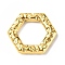 Ion Plating(IP) 304 Stainless Steel Linking Rings, Textured, Hexagon, Golden, 20x22.5x3.5mm, Inner Diameter: 12x13.5mm