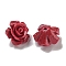 Synthetic Shell Dyed Carved Beads, Flower, Half Hole, Dark Red, 12x8mm, Hole: 1mm