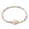 Beach Turtle Synthetic Turquoise Link Bracelets, 4mm Round Acrylic Beaded Stretch Bracelets for Women Men, Beige, Inner Diameter: 2-1/4 inch(5.8cm), Turtle: 17.5x14mm, Bead: 4mm