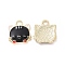 Alloy Enamel Pendants, Light Gold, Cat Charm, Black, 15x13.5x2mm, Hole: 2mm