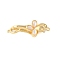 Brass Micro Pave Clear Cubic Zirconia Fold Over Clasps, with White Shell, Clover, Real 18K Gold Plated, 35mm, Hole: 1.2mm