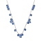 304 Stainless Steel Cubic Zirconia Teardrop & Flat Round Bib Ball Chain Necklaces for Women, Stainless Steel Color, Steel Blue, 17.28 inch(43.9cm)