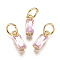 Brass Micro Pave Cubic Zirconia Charms, Long-Lasting Plated, with Jump Ring, Real 18K Gold Plated, Rectangle, Pearl Pink, 10x3x3mm, Hole: 3mm