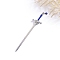 Ancient-Costume Style Alloy Hair Sticks for Women, Glass Sword Hairpin Chopsticks, Platinum, 205x45mm