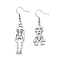 Non-Tarnish 304 Stainless Steel Dangle Earrings, Skull, Stainless Steel Color, 45~60x11.5~14.5mm