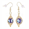 Round Lampwork Evil Eye Braided Dangle Earrings EJEW-JE04898-02-2