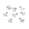 Crafans 16 Pairs 16 Style Crocodiles & Dog & Swan & Hedgehog & Dinosaur & Bird 304 Stainless Steel Stud Earrings EJEW-CF0001-02P-3