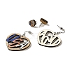 Heart with Word USA Wood Studs & Dangle Earrings Set SJEW-K002-02-2