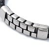 Men's Braided Black PU Leather Cord Bracelets BJEW-K243-68AS-2