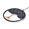 Wire Wrapped Chips Natural Lapis Lazuli Big Pendant Decorations HJEW-A005-07A-2