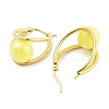 Ion Plating(IP) 304 Stainless Steel & Plastic Imitation Pearl Oval with Ball Hoop Earrings for Women EJEW-C096-13G-04-2