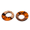 Transparent Resin & Walnut Wood Pendants RESI-TAC0017-74-B01-3