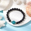 Round Natural Lava Rock Beaded Stretch Bracelets BJEW-JB10269-01-4