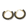 Natural Lava Rock Beaded Hoop Earrings for Women EJEW-C003-03A-RS-1