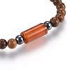 Wood Beads Stretch Bracelets BJEW-JB03972-M-3