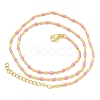 Brass Enamel Column Link Chain Necklaces NJEW-H039-04B-01G-2