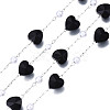 Glass Heart & ABS Plastic Pearl Beaded Chains CHS-N003-06C-3